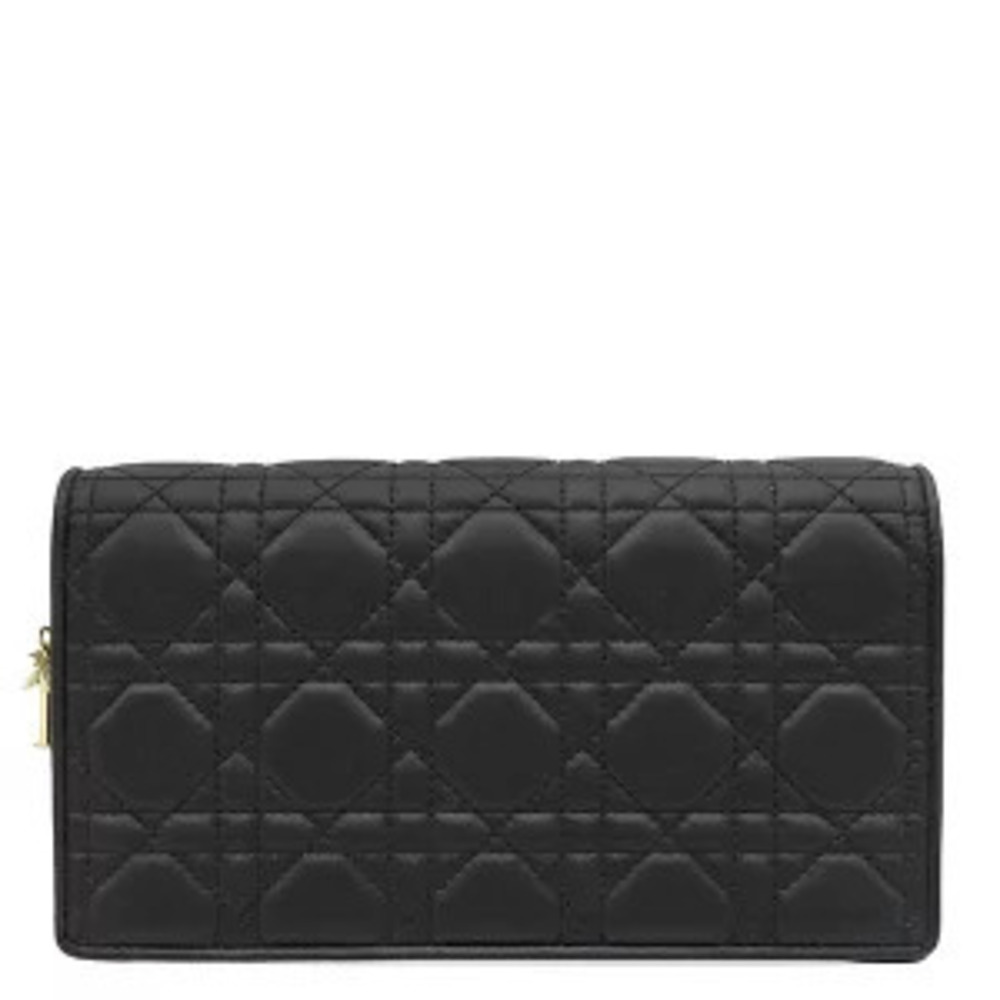 Christian Dior Lady Bag Lambskin Black Cannage Shoulder Chain Wallet
